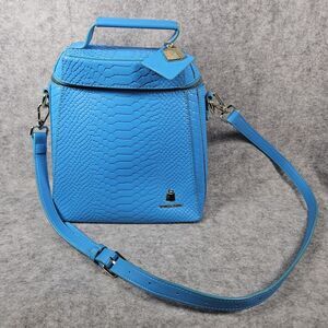 Tote&Carry Apollo 1 Aqua Blue Cowbell Faux Crocodile Print Backpack Purse READ